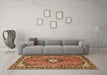 Machine Washable Medallion Brown Traditional Rug in a Living Room,, wshtr1243brn