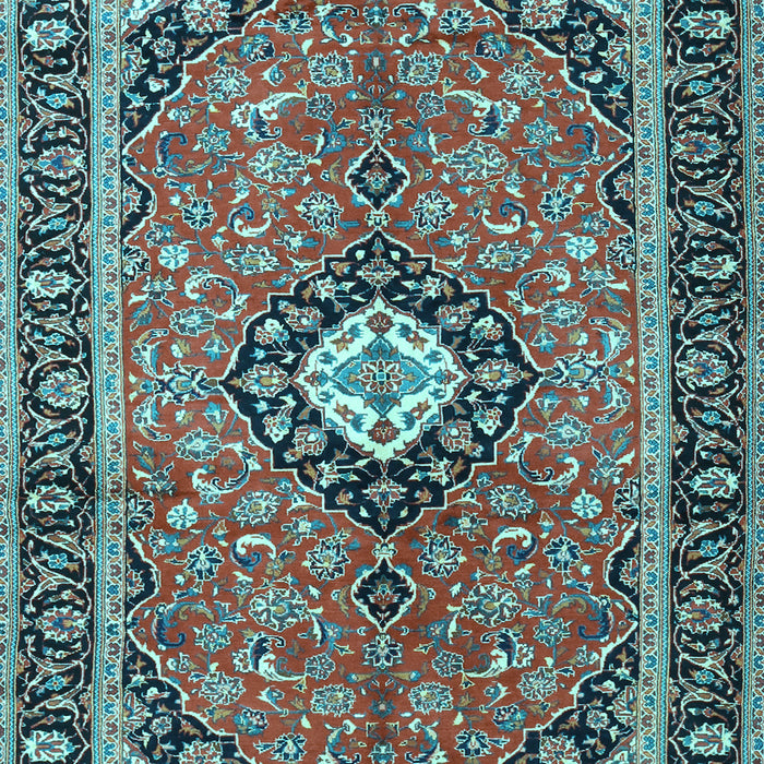 Medallion Light Blue Traditional Rug, tr1243lblu