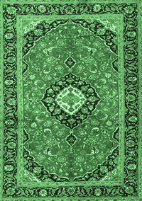 Medallion Emerald Green Traditional Rug, tr1243emgrn