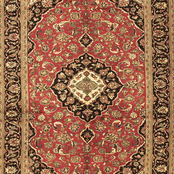 Machine Washable Medallion Brown Traditional Rug, wshtr1243brn