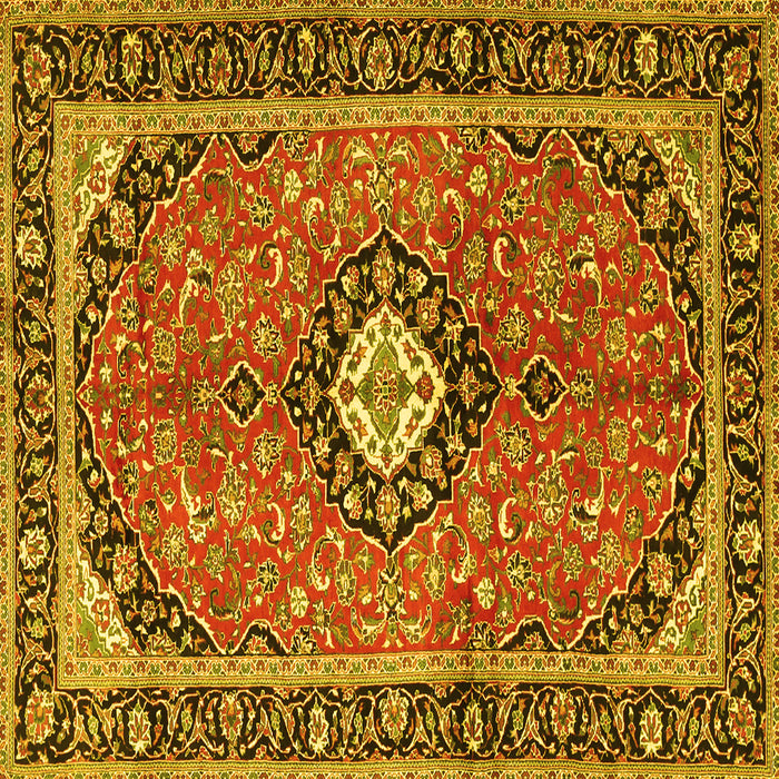 Square Medallion Yellow Traditional Rug, tr1243yw