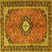 Square Medallion Yellow Traditional Rug, tr1243yw