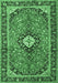 Machine Washable Medallion Emerald Green Traditional Area Rugs, wshtr1243emgrn