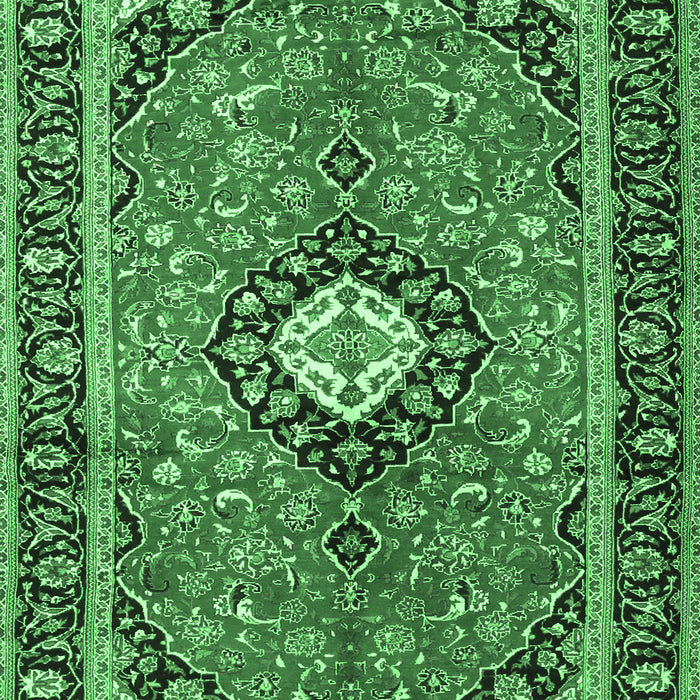 Machine Washable Medallion Emerald Green Traditional Area Rugs, wshtr1243emgrn