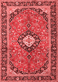 Medallion Red Traditional Rug, tr1243red