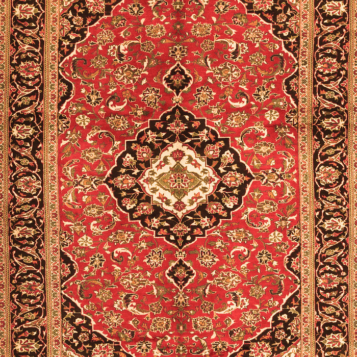 Serging Thickness of Machine Washable Medallion Orange Traditional Area Rugs, wshtr1243org