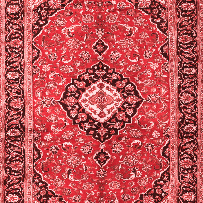 Machine Washable Medallion Red Traditional Rug, wshtr1243red