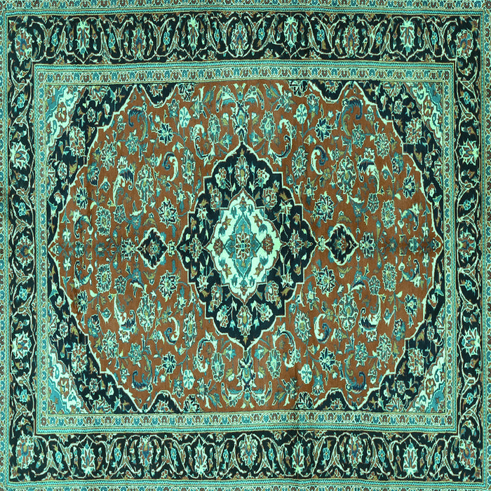 Square Medallion Turquoise Traditional Rug, tr1243turq