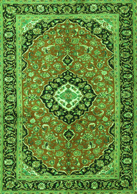 Medallion Green Traditional Rug, tr1243grn