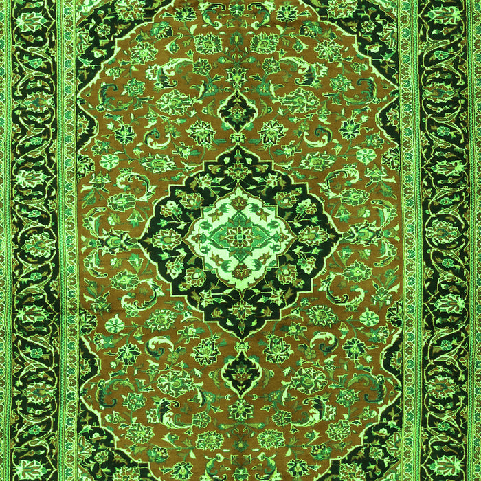 Medallion Green Traditional Rug, tr1243grn