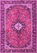 Machine Washable Medallion Pink Traditional Rug, wshtr1243pnk