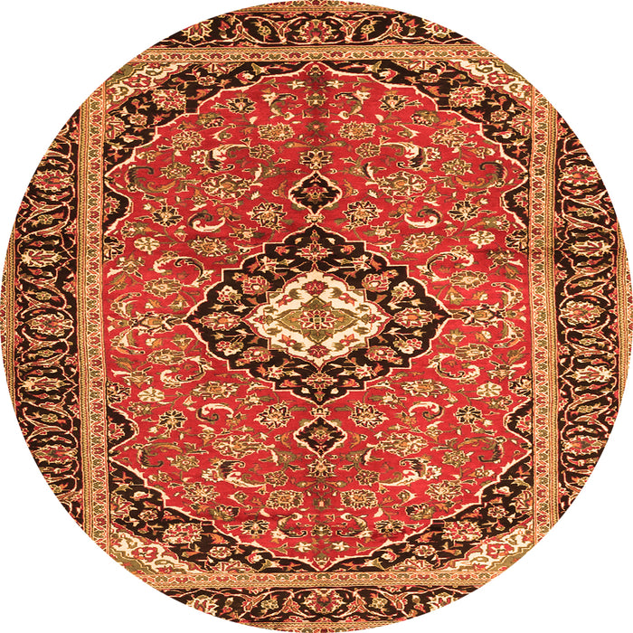 Machine Washable Medallion Orange Traditional Area Rugs, wshtr1243org