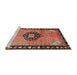 Sideview of Machine Washable Traditional Brown Red Rug, wshtr1244