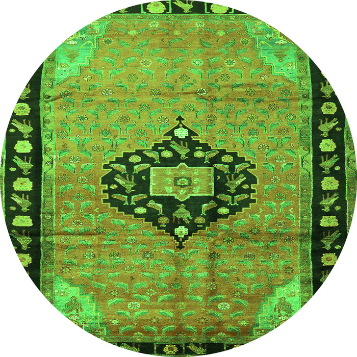 Square Medallion Green Traditional Rug, tr1244grn