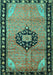 Machine Washable Medallion Turquoise Traditional Area Rugs, wshtr1244turq