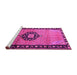 Sideview of Machine Washable Medallion Pink Traditional Rug, wshtr1244pnk