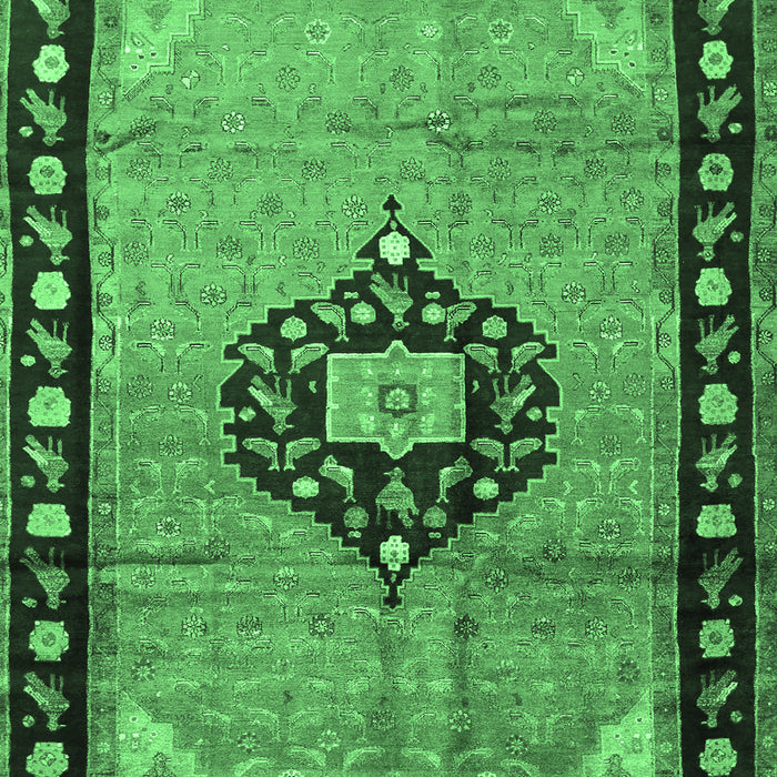 Medallion Emerald Green Traditional Rug, tr1244emgrn