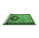 Sideview of Machine Washable Medallion Emerald Green Traditional Area Rugs, wshtr1244emgrn