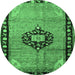 Round Medallion Emerald Green Traditional Rug, tr1244emgrn