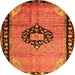 Machine Washable Medallion Orange Traditional Area Rugs, wshtr1244org