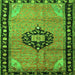 Serging Thickness of Medallion Green Traditional Rug, tr1244grn