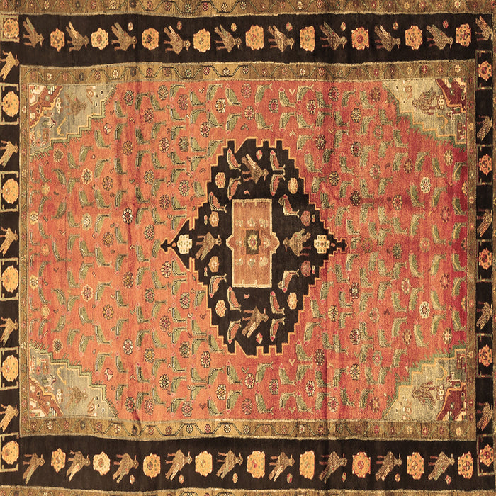Square Medallion Brown Traditional Rug, tr1244brn