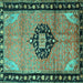 Square Machine Washable Medallion Turquoise Traditional Area Rugs, wshtr1244turq