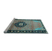 Sideview of Machine Washable Medallion Light Blue Traditional Rug, wshtr1244lblu