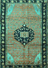 Medallion Turquoise Traditional Rug, tr1244turq