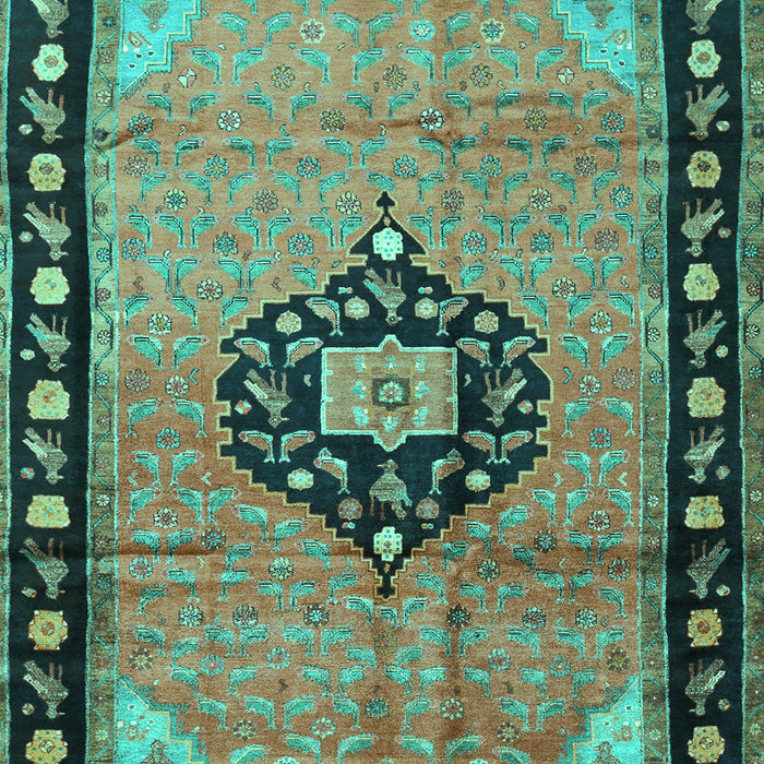 Medallion Turquoise Traditional Rug, tr1244turq