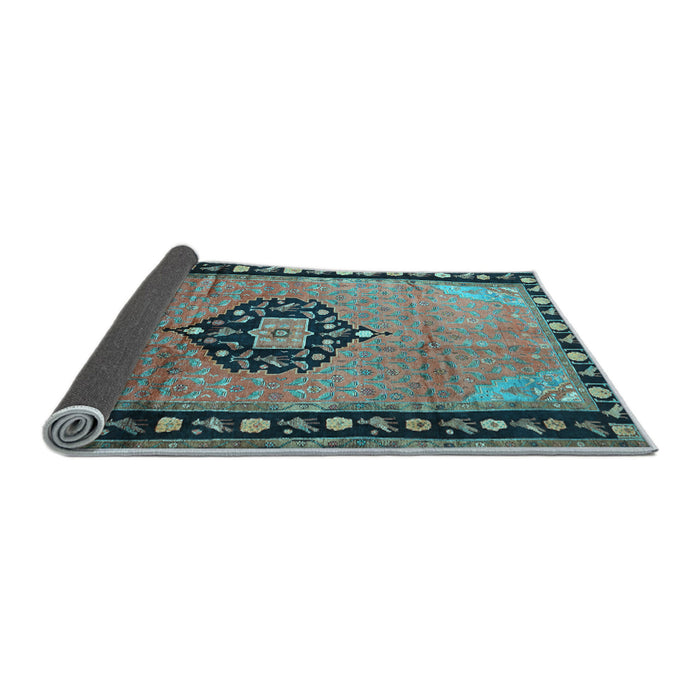 Sideview of Medallion Light Blue Traditional Rug, tr1244lblu