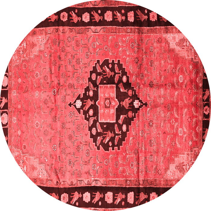 Machine Washable Medallion Red Traditional Rug, wshtr1244red