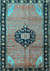 Medallion Light Blue Traditional Rug, tr1244lblu