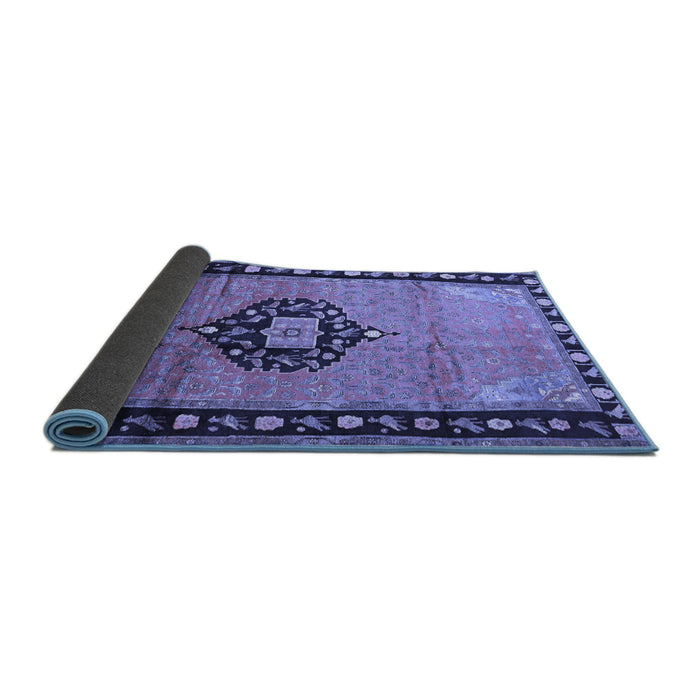 Sideview of Medallion Blue Traditional Rug, tr1244blu