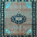 Square Medallion Light Blue Traditional Rug, tr1244lblu