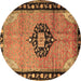 Round Medallion Brown Traditional Rug, tr1244brn