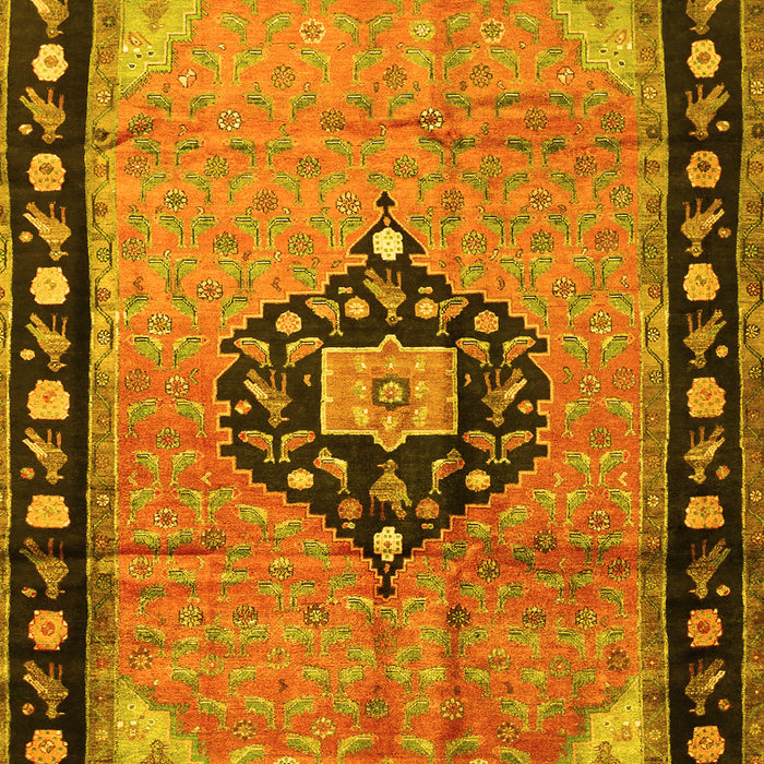 Medallion Yellow Traditional Rug, tr1244yw