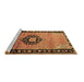 Sideview of Machine Washable Medallion Brown Traditional Rug, wshtr1244brn