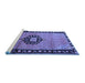 Sideview of Machine Washable Medallion Blue Traditional Rug, wshtr1244blu