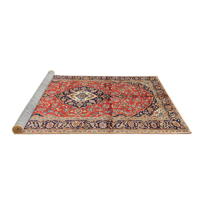 Sideview of Machine Washable Traditional Brown Red Rug, wshtr1245