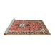 Sideview of Machine Washable Traditional Brown Red Rug, wshtr1245