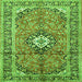 Round Machine Washable Medallion Green Traditional Area Rugs, wshtr1245grn