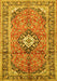 Machine Washable Medallion Yellow Traditional Rug, wshtr1245yw