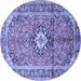 Round Medallion Blue Traditional Rug, tr1245blu