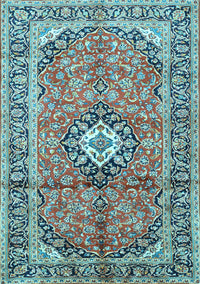 Medallion Light Blue Traditional Rug, tr1245lblu