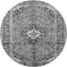 Machine Washable Medallion Gray Traditional Rug, wshtr1245gry