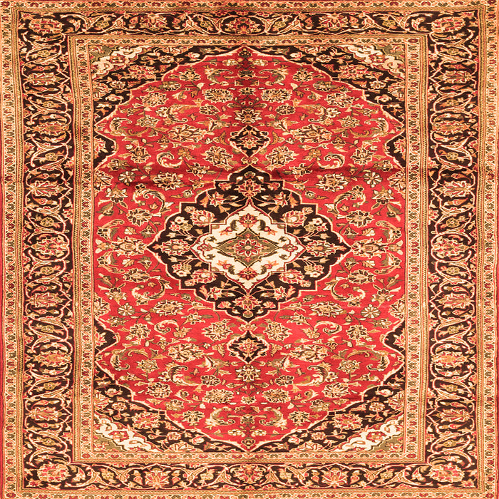 Serging Thickness of Medallion Orange Traditional Rug, tr1245org