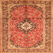 Serging Thickness of Medallion Orange Traditional Rug, tr1245org