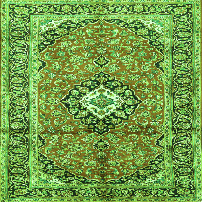 Serging Thickness of Medallion Green Traditional Rug, tr1245grn