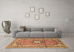 Machine Washable Medallion Brown Traditional Rug in a Living Room,, wshtr1245brn